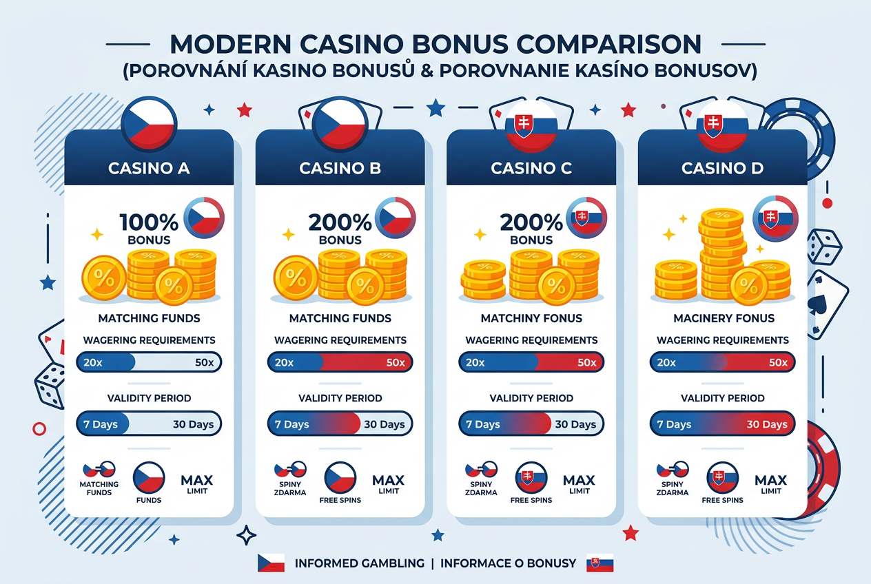 Infografika srovnání kasino bonusů v roce 2026